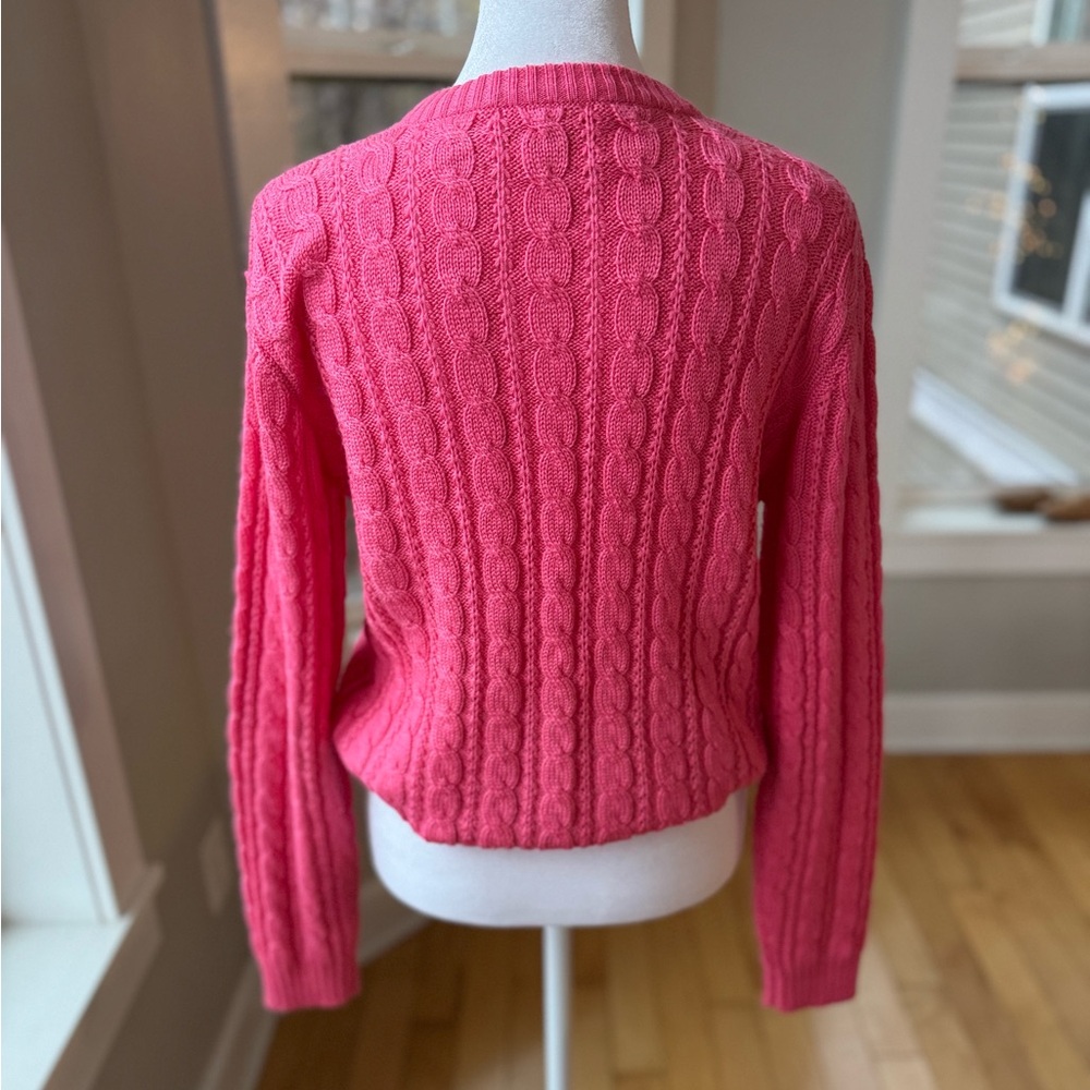 Vintage Susan Bristol Pink Crochet Button Wool Blend Cable Knit Cardigan Sweater - Picture 3 of 11